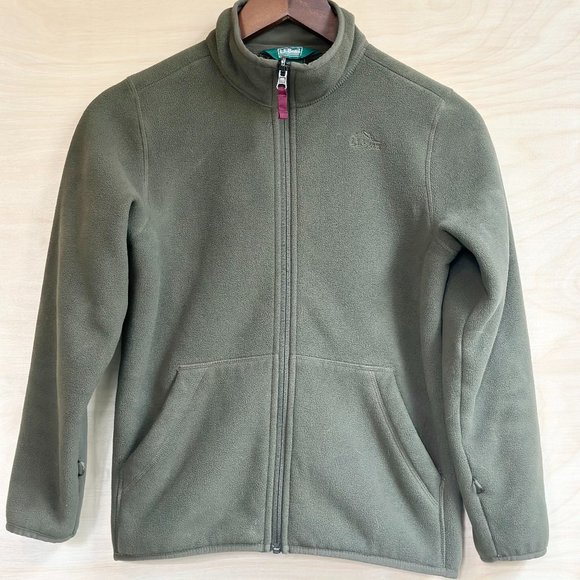 NWOT L.L. Bean Olive Green Fleece Jacket Cozy Winter Coat Full Zip Long Sleeve - Picture 1 of 4